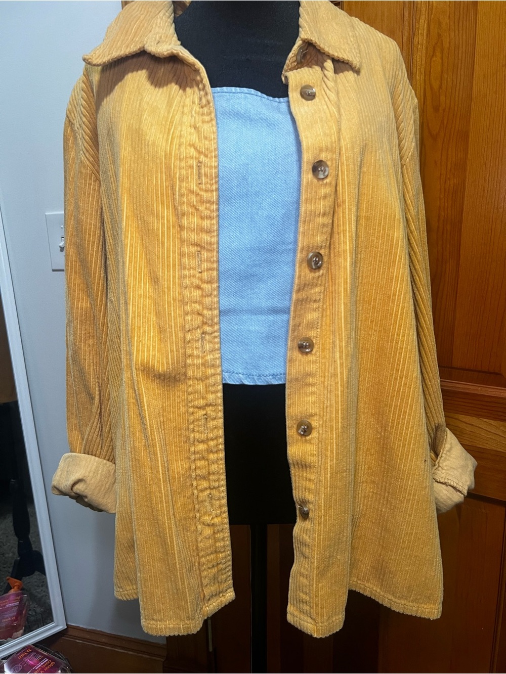 NorthStyle Mustard Yellow Corduroy Button-Down Shirt